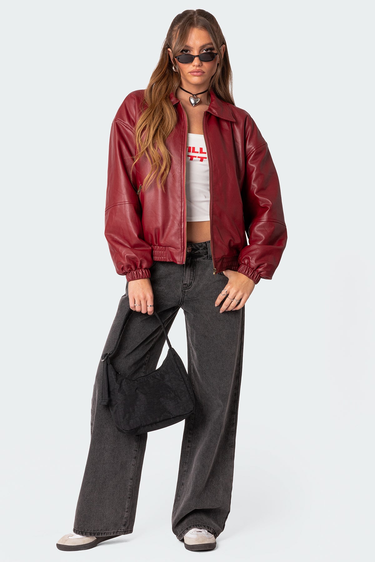 Halley Faux Leather Bomber Jacket-Milans Time
