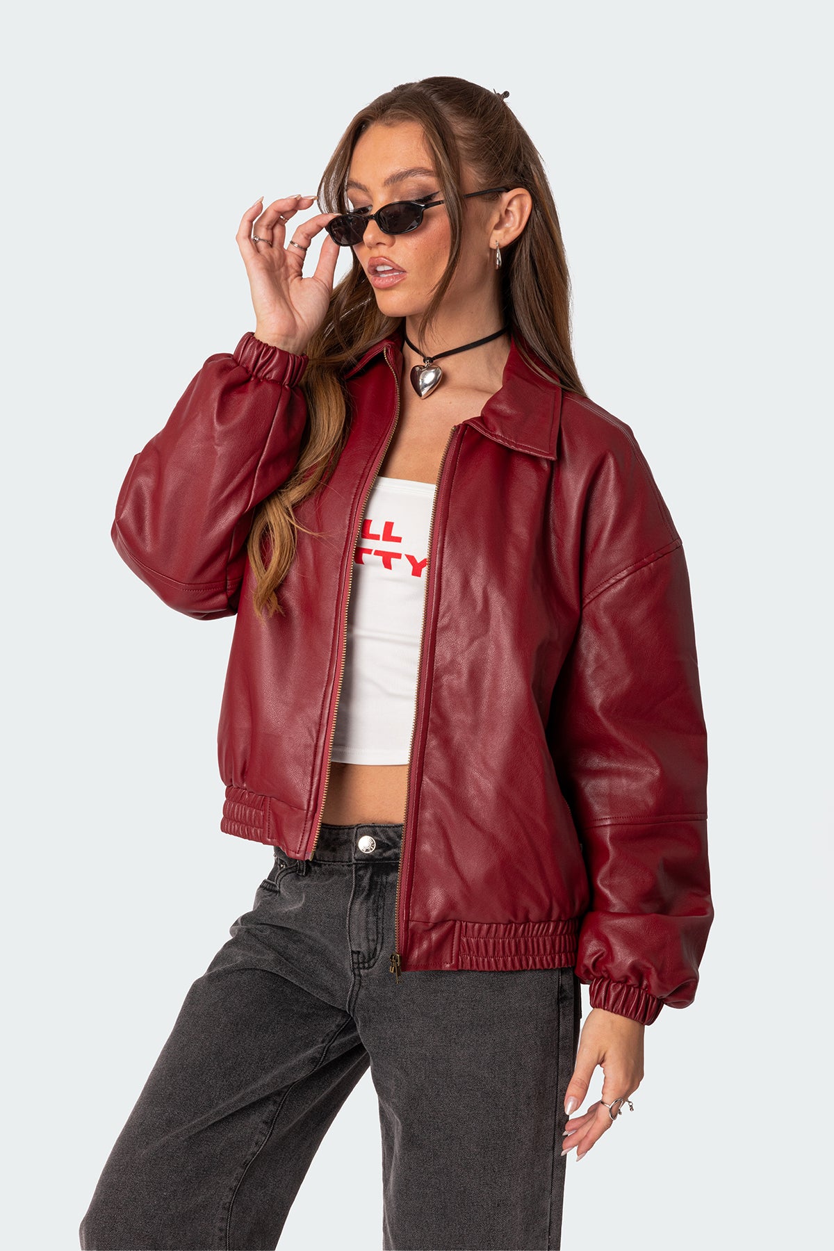Halley Faux Leather Bomber Jacket-Milans Time