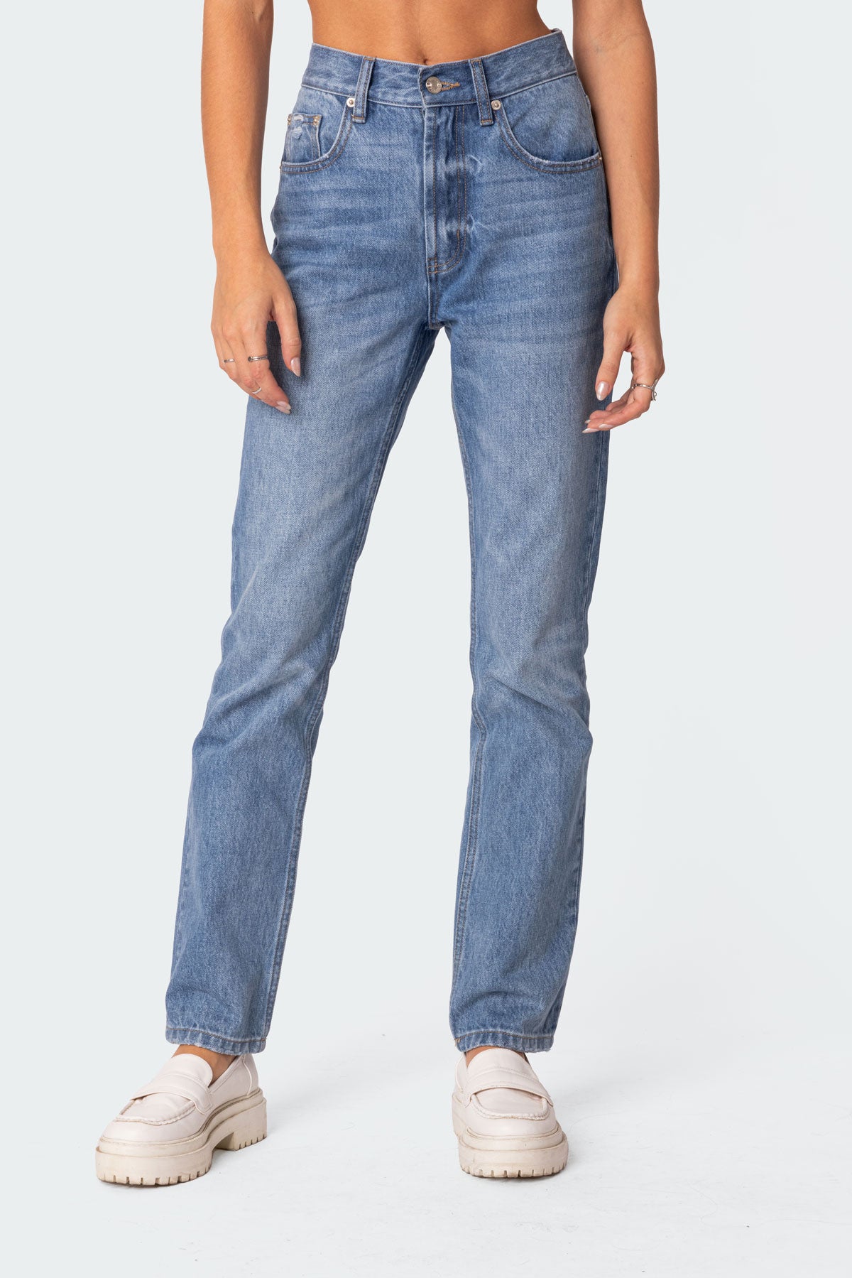 Swift Mid Rise Straight Leg Jeans-Milans Time