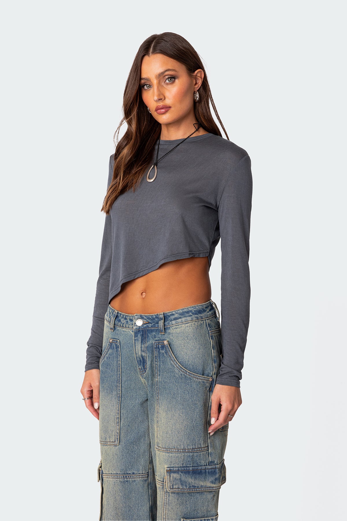 Asymmetric Long Sleeve T Shirt-Milans Time