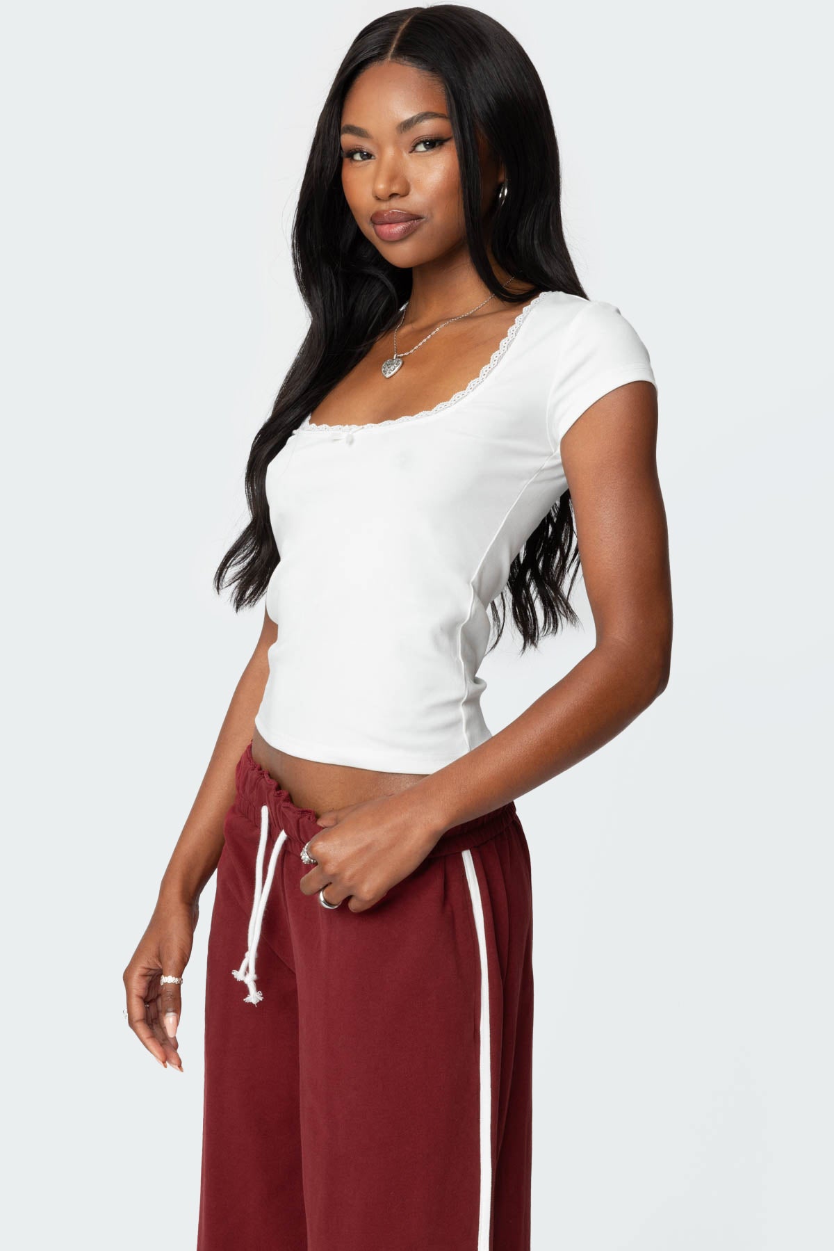 Priscilla Lace Trim T Shirt-Milans Time