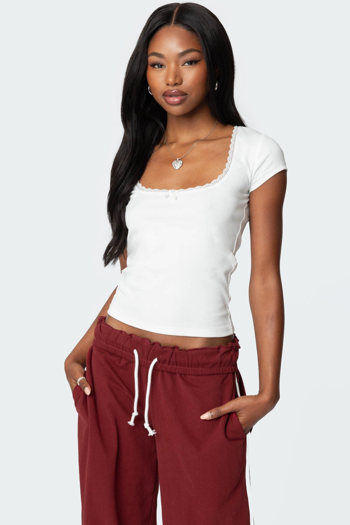 Priscilla Lace Trim T Shirt-Milans Time