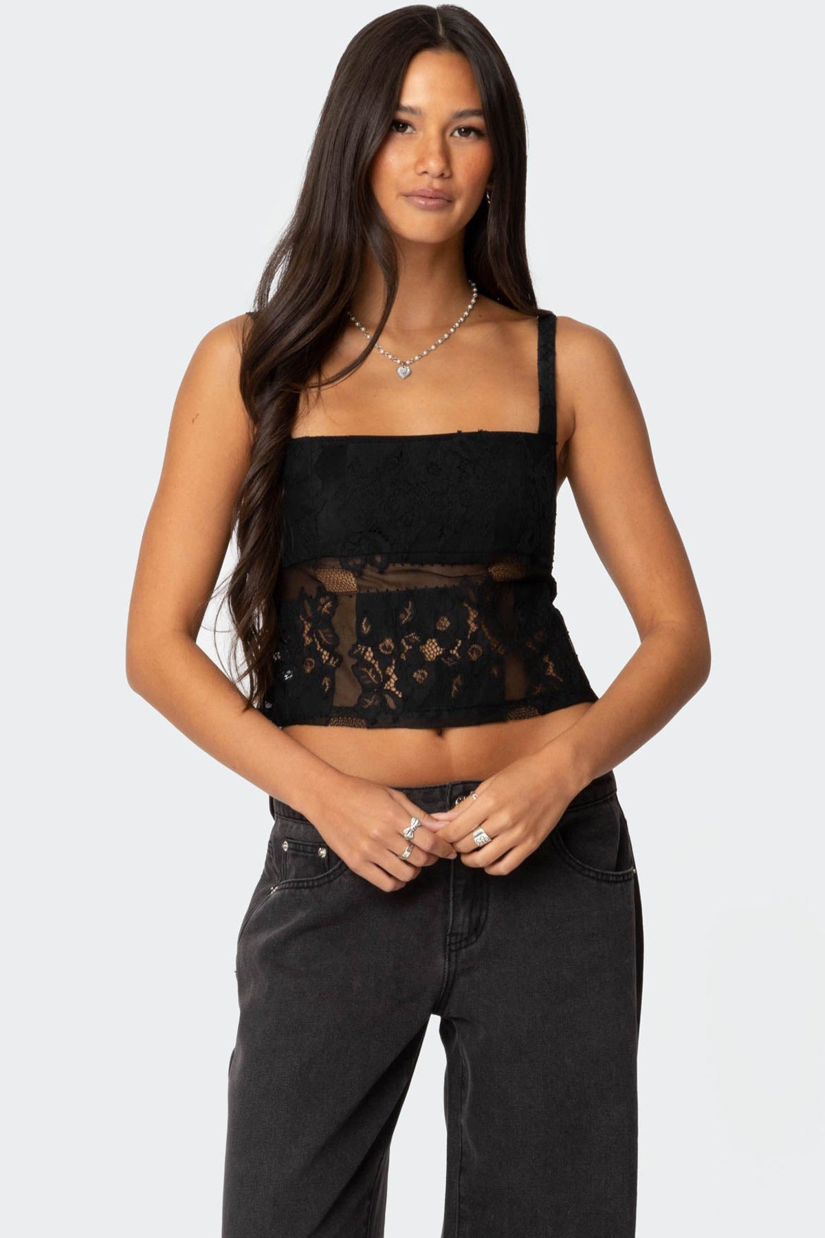 Gwyn Mixed Lace Top-Milans Time