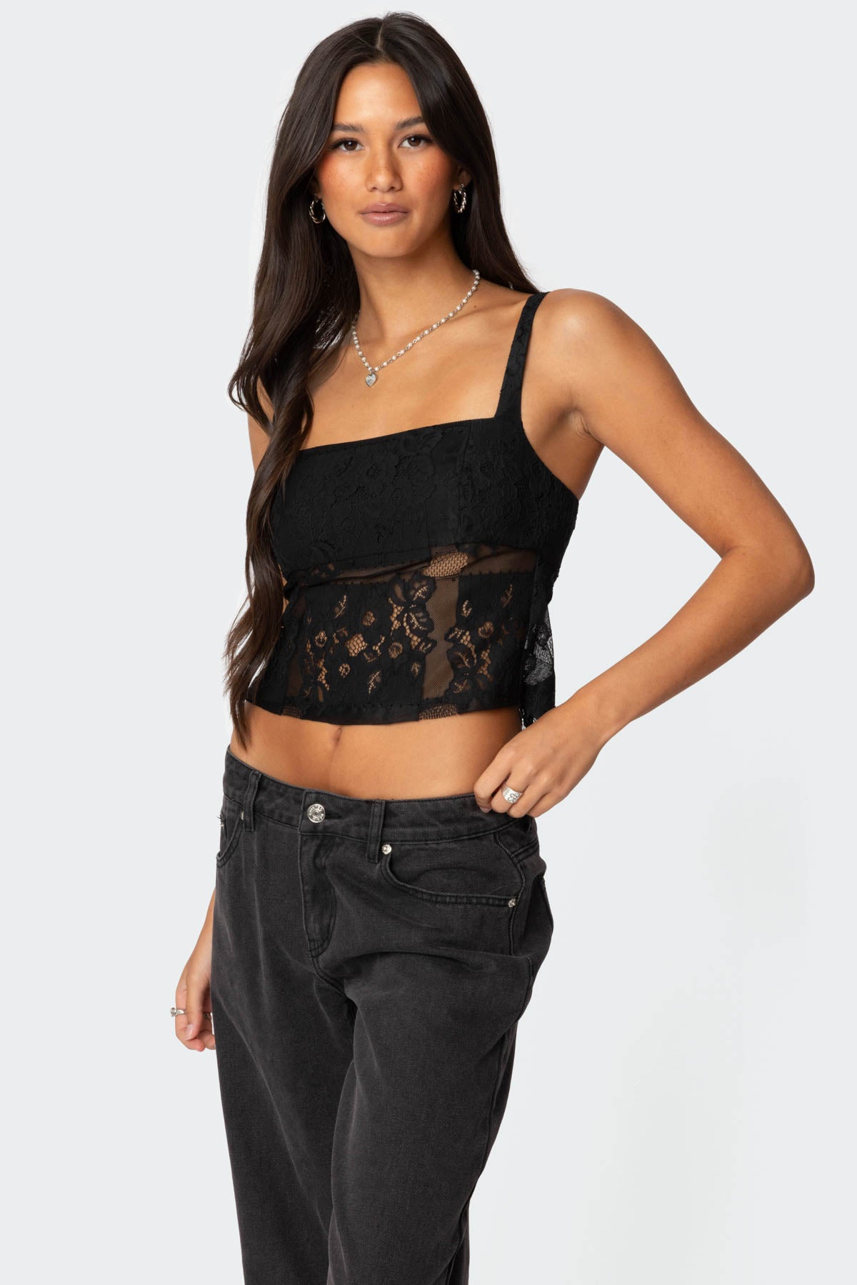 Gwyn Mixed Lace Top-Milans Time