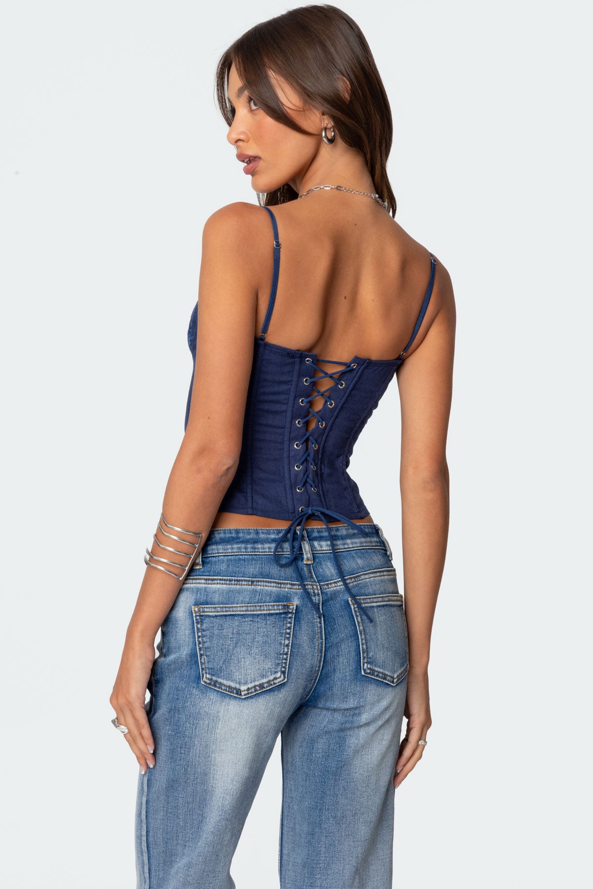Avena Linen Look Lacey Corset-Milans Time
