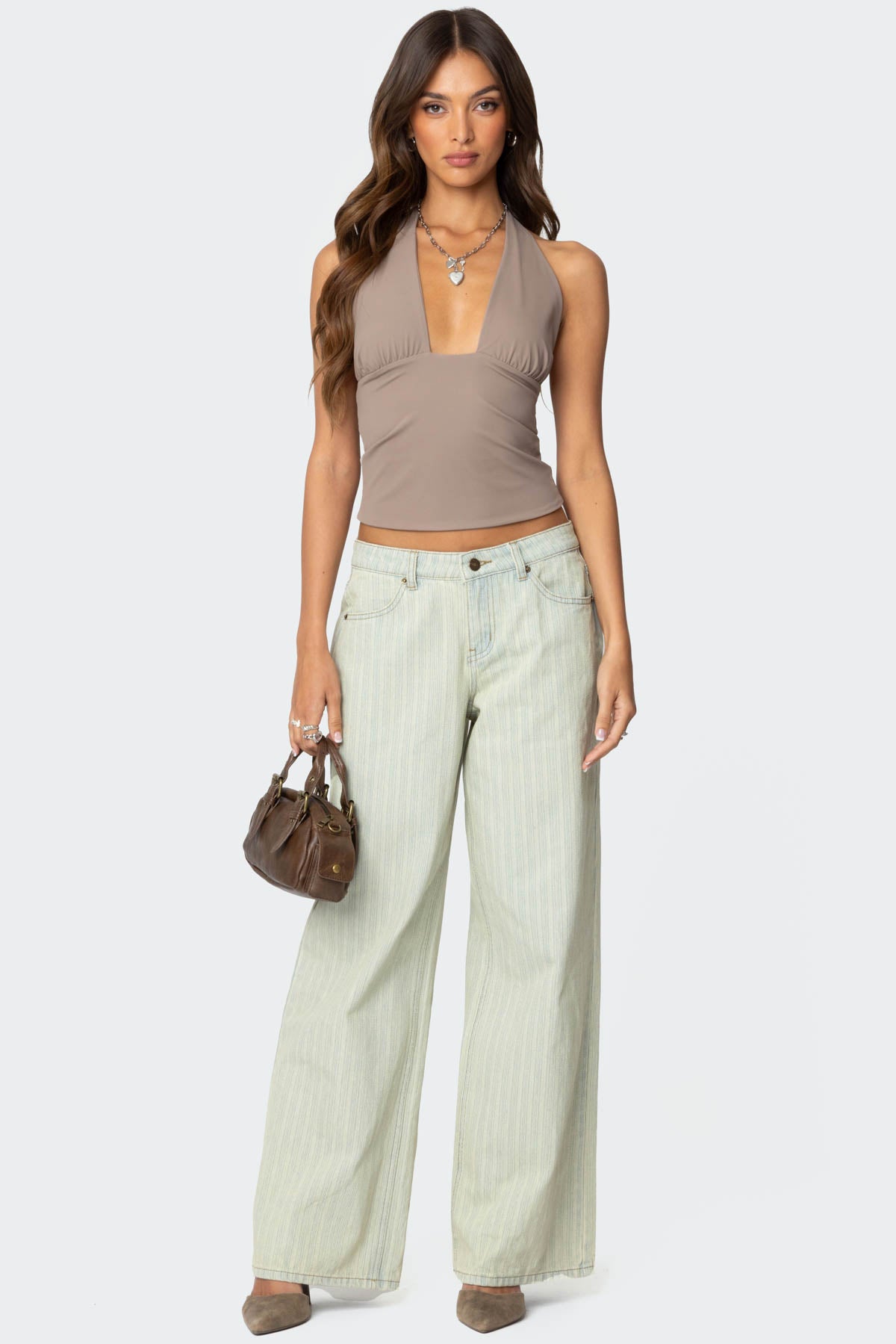 Mila Plunge Neck Halter Top-Milans Time