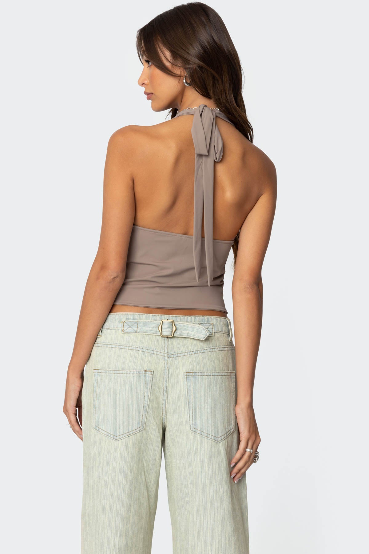 Mila Plunge Neck Halter Top-Milans Time