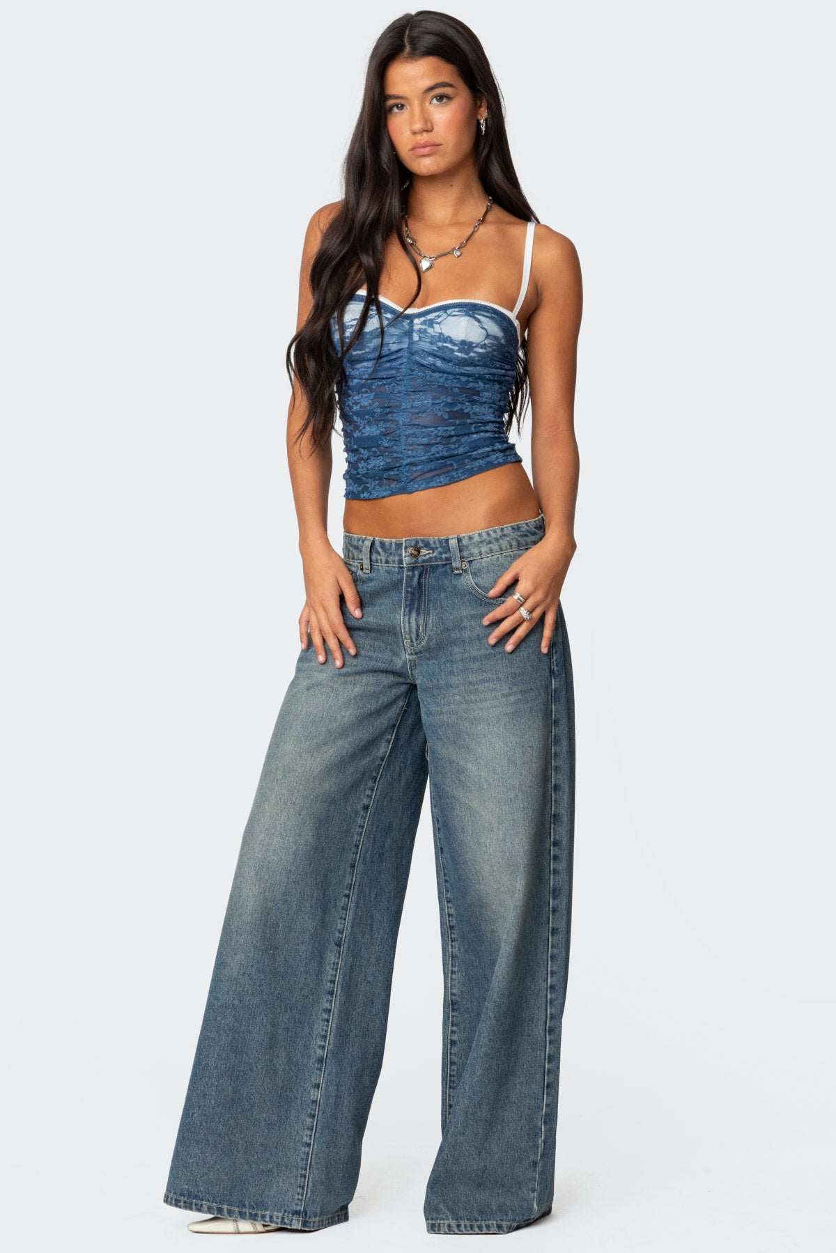 Eleanor Bra Detail Sheer Lace Top-Milans Time