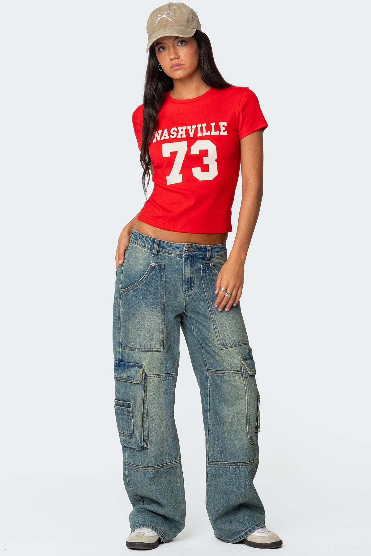 Westie Washed Low Rise Baggy Cargo Jeans-Milans Time