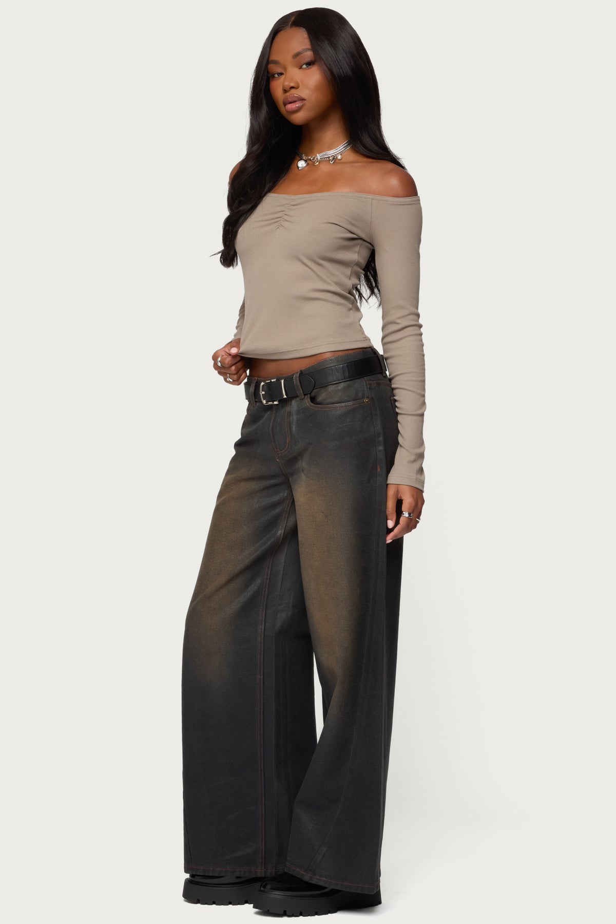 Cambria Ribbed Off Shoulder Top-Milans Time