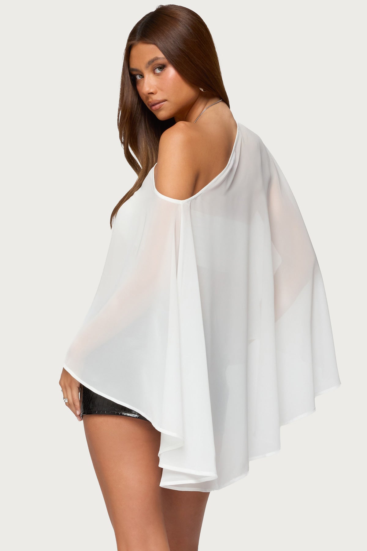 Sheer Chiffon Asymmetric Poncho-Milans Time