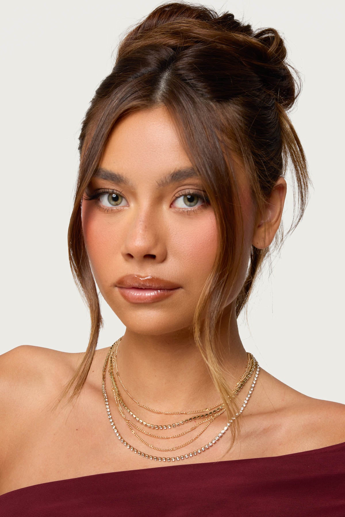 Layered Rhinestone Chain Necklace-Milans Time