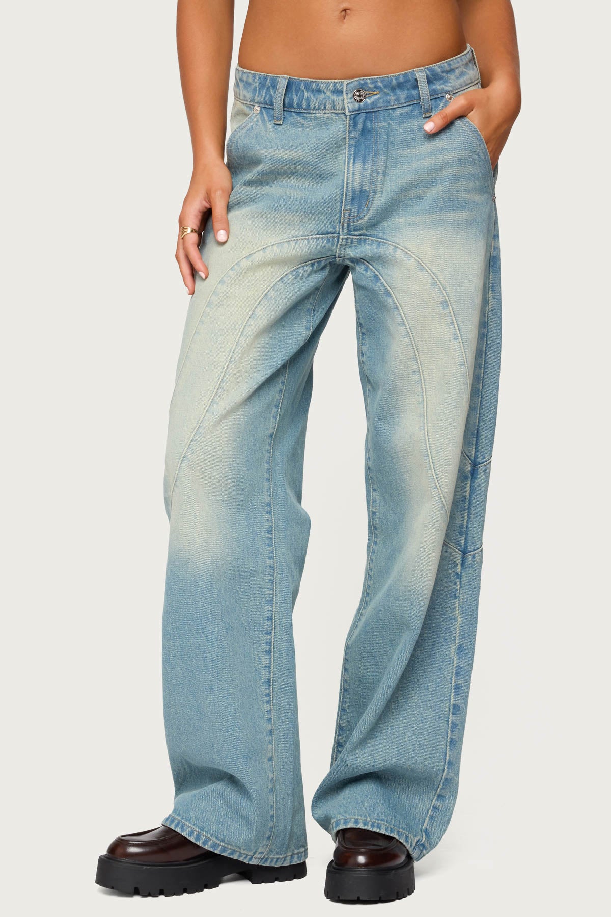 Kiria Stitched Low Rise Baggy Jeans-Milans Time