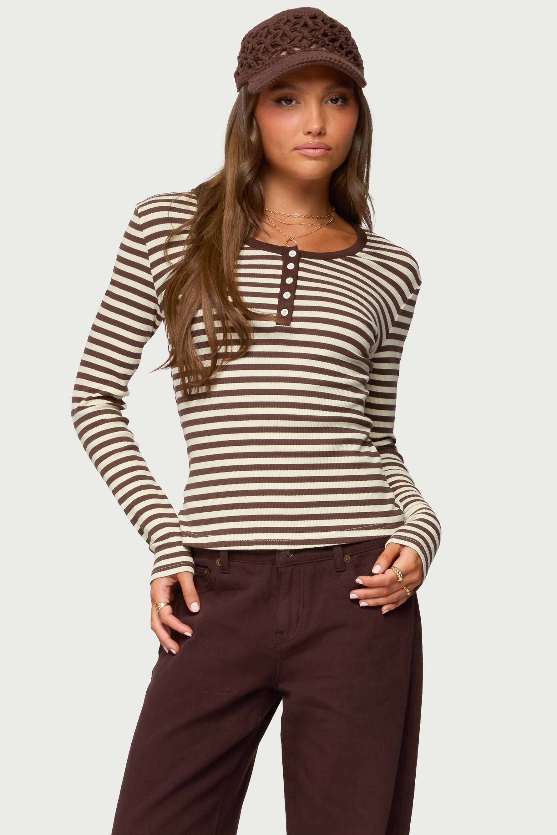 Roma Striped Henley Top-Milans Time