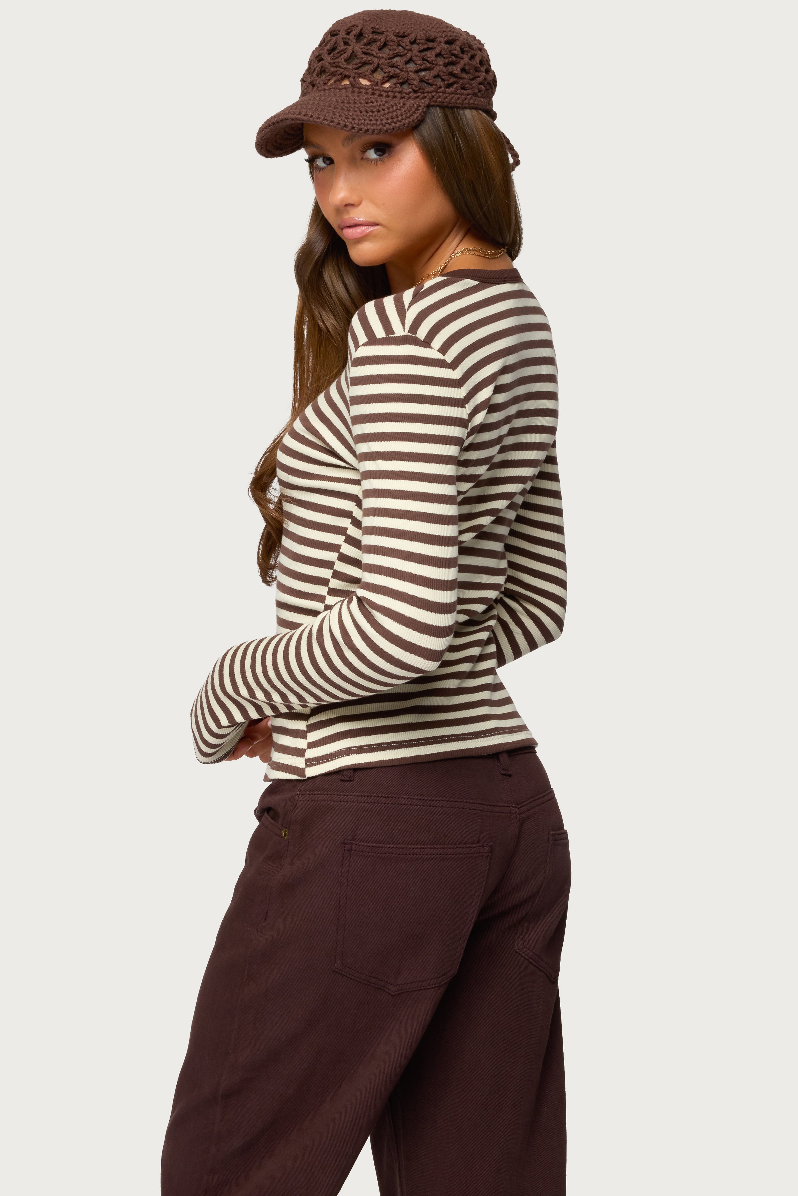 Roma Striped Henley Top-Milans Time