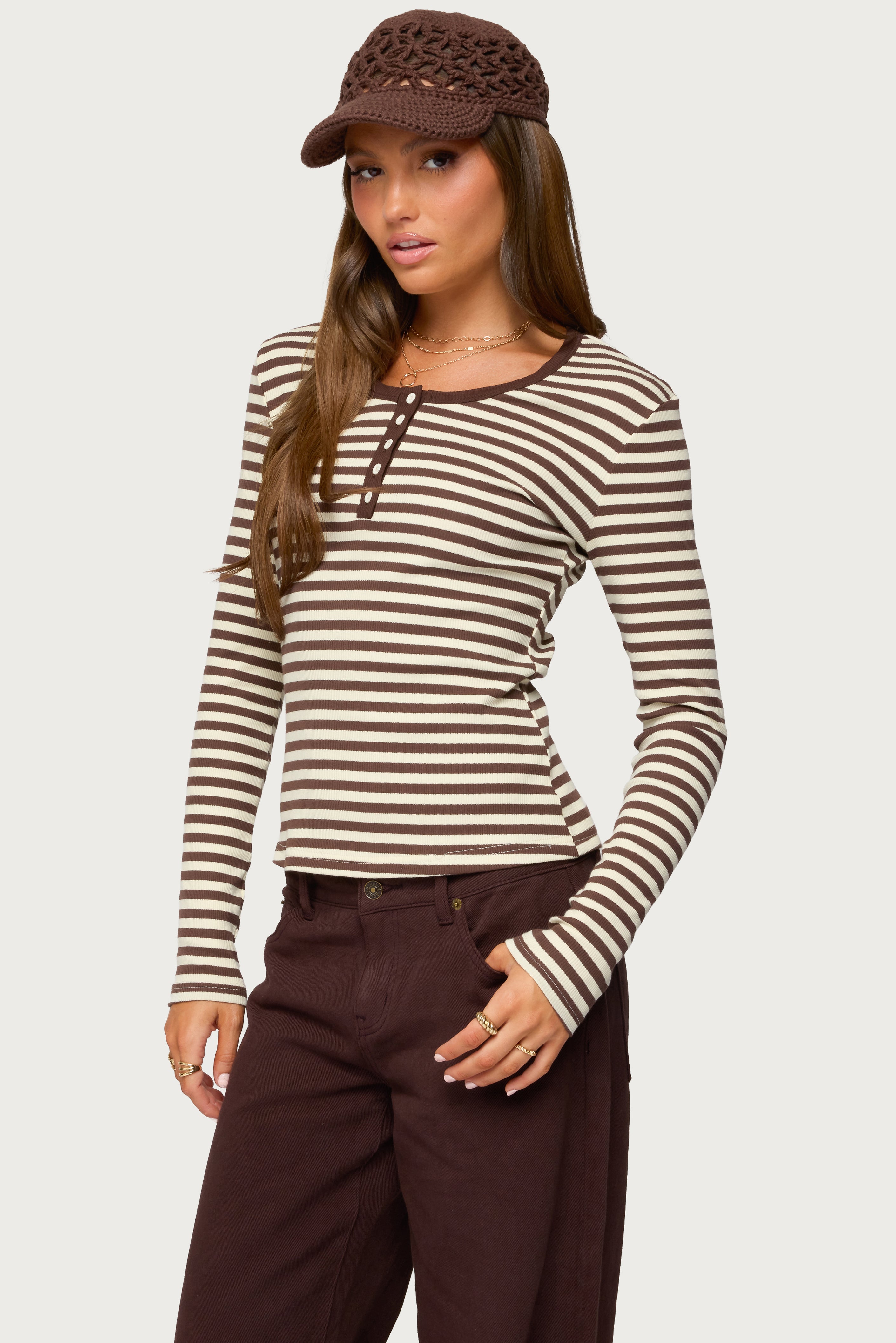 Roma Striped Henley Top-Milans Time
