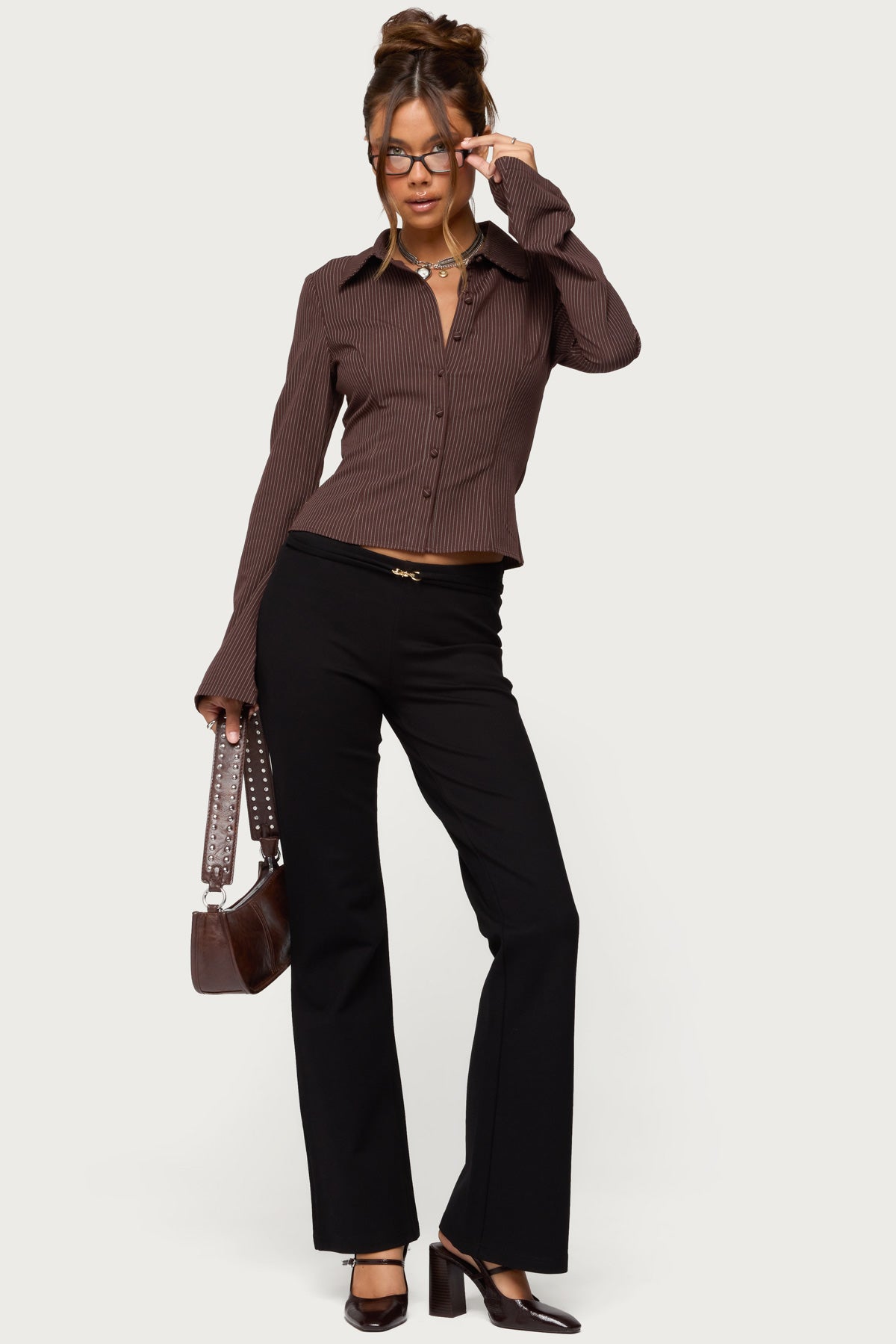 Pinstripe Tailored Button Up Shirt-Milans Time