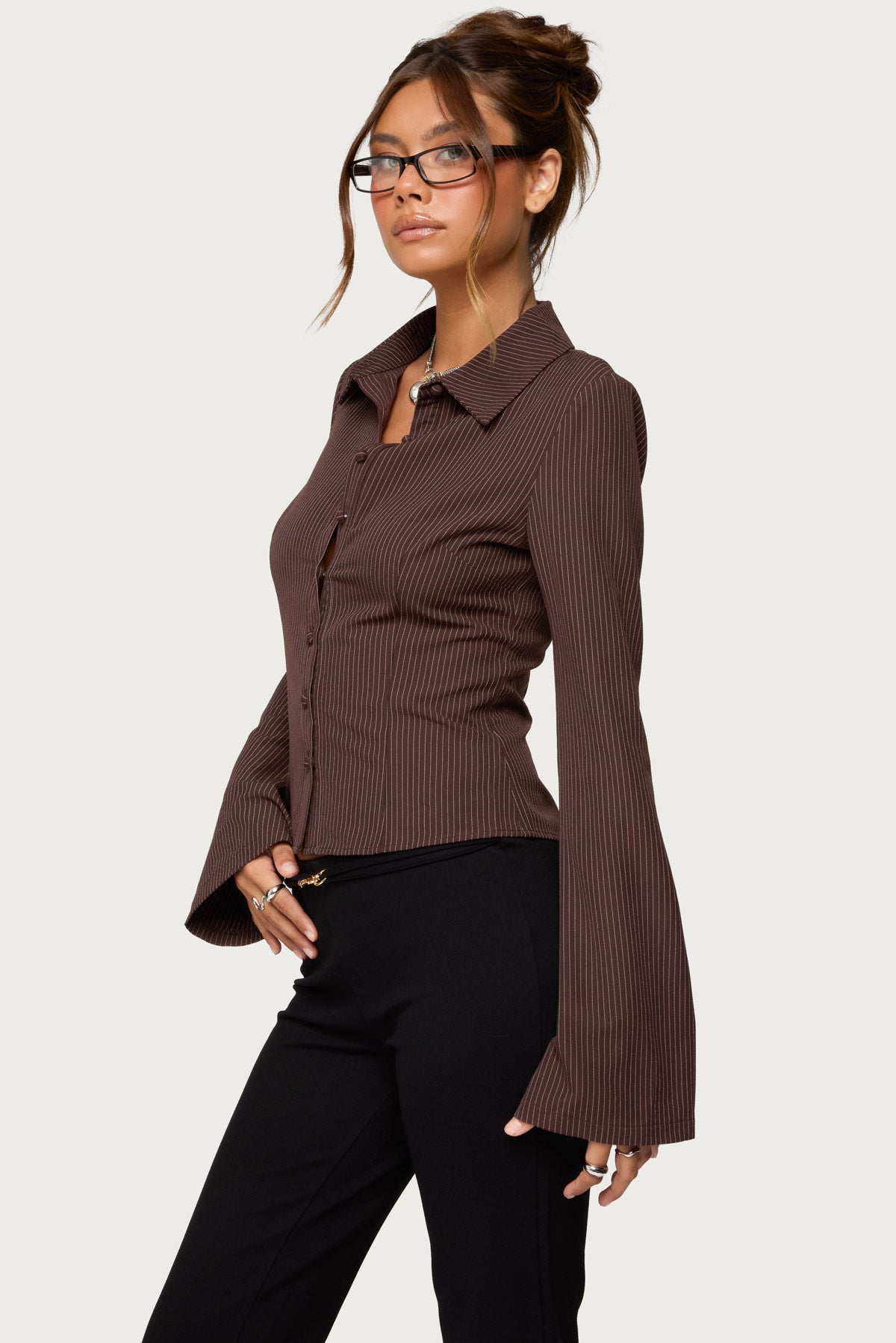 Pinstripe Tailored Button Up Shirt-Milans Time