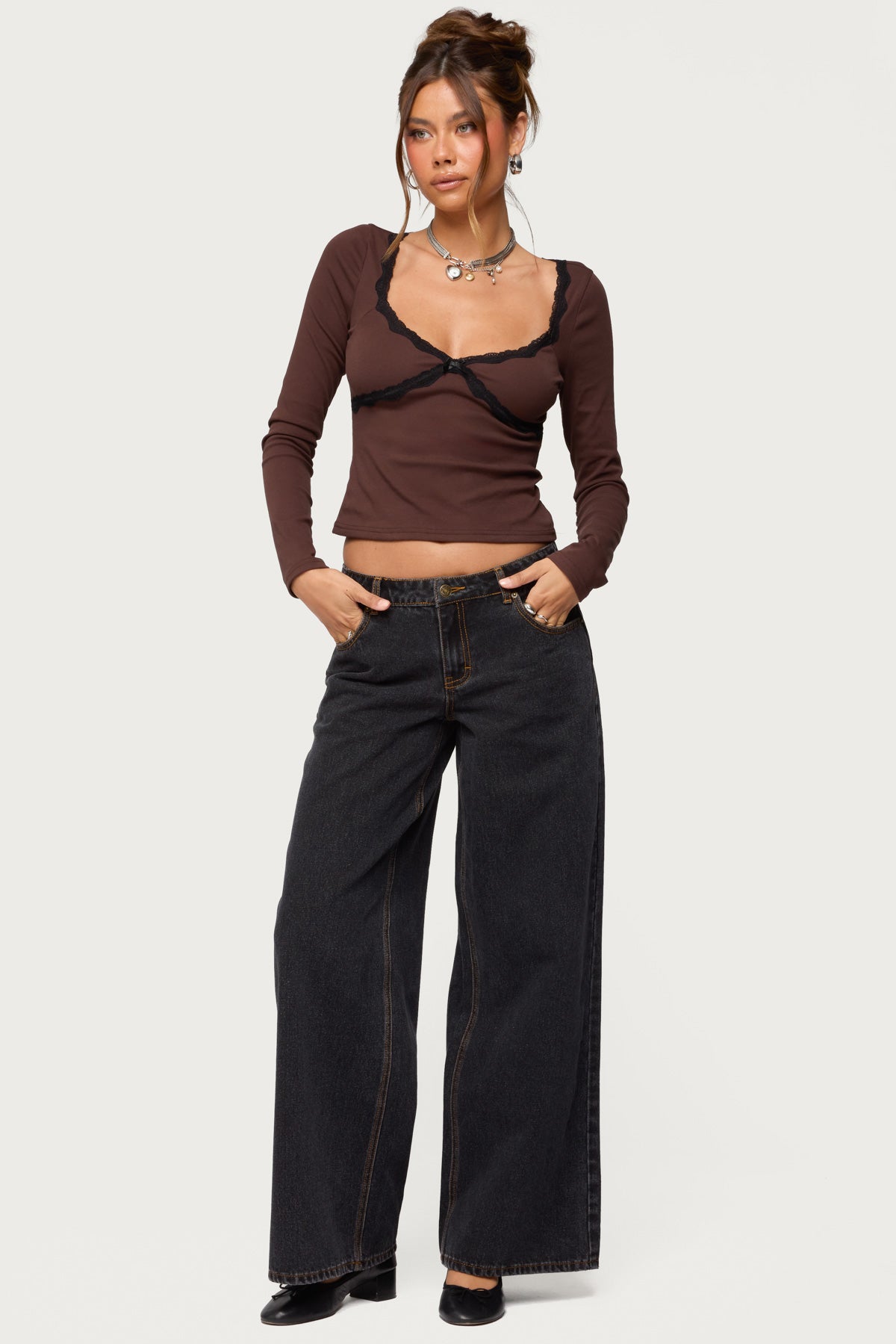 Porta Contrast Lacey Top-Milans Time