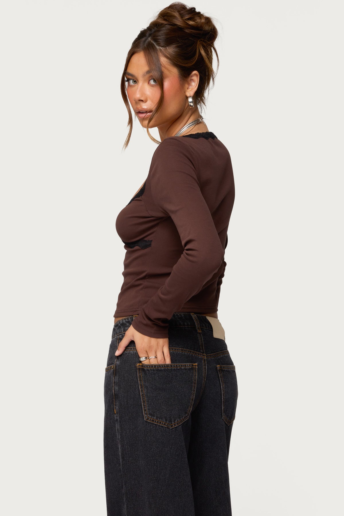 Porta Contrast Lacey Top-Milans Time