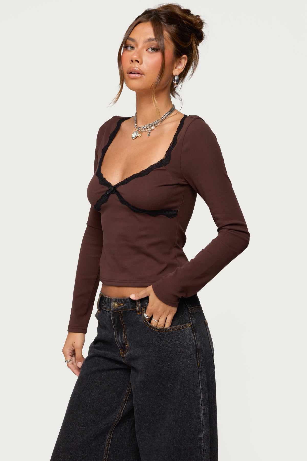 Porta Contrast Lacey Top-Milans Time