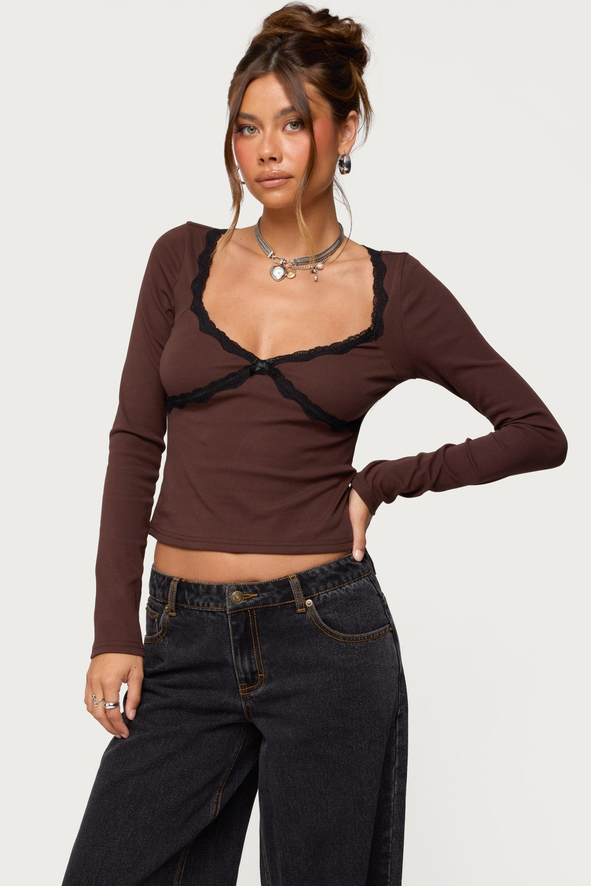 Porta Contrast Lacey Top-Milans Time