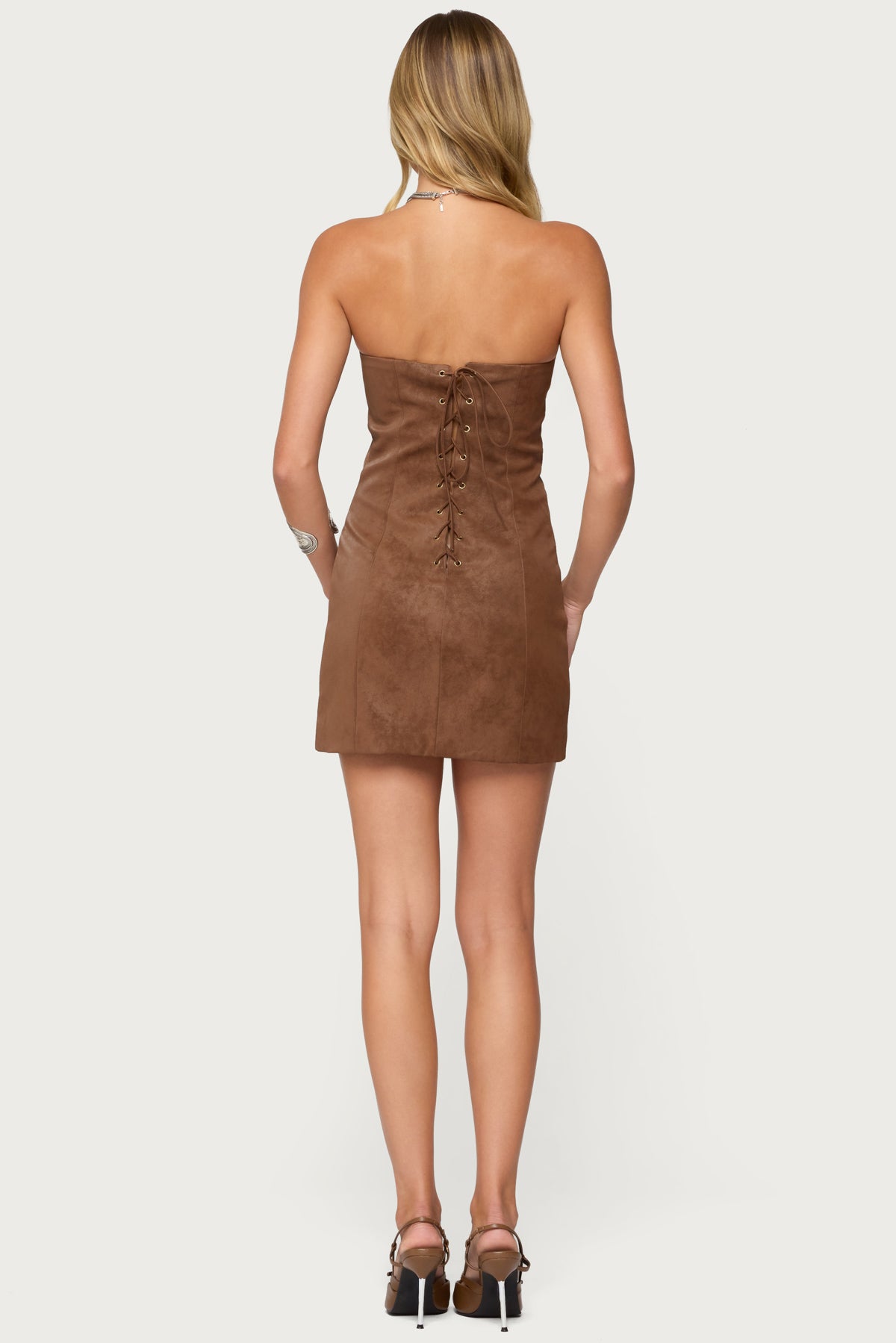 Carina Strapless Faux Suede Mini Dress-Milans Time