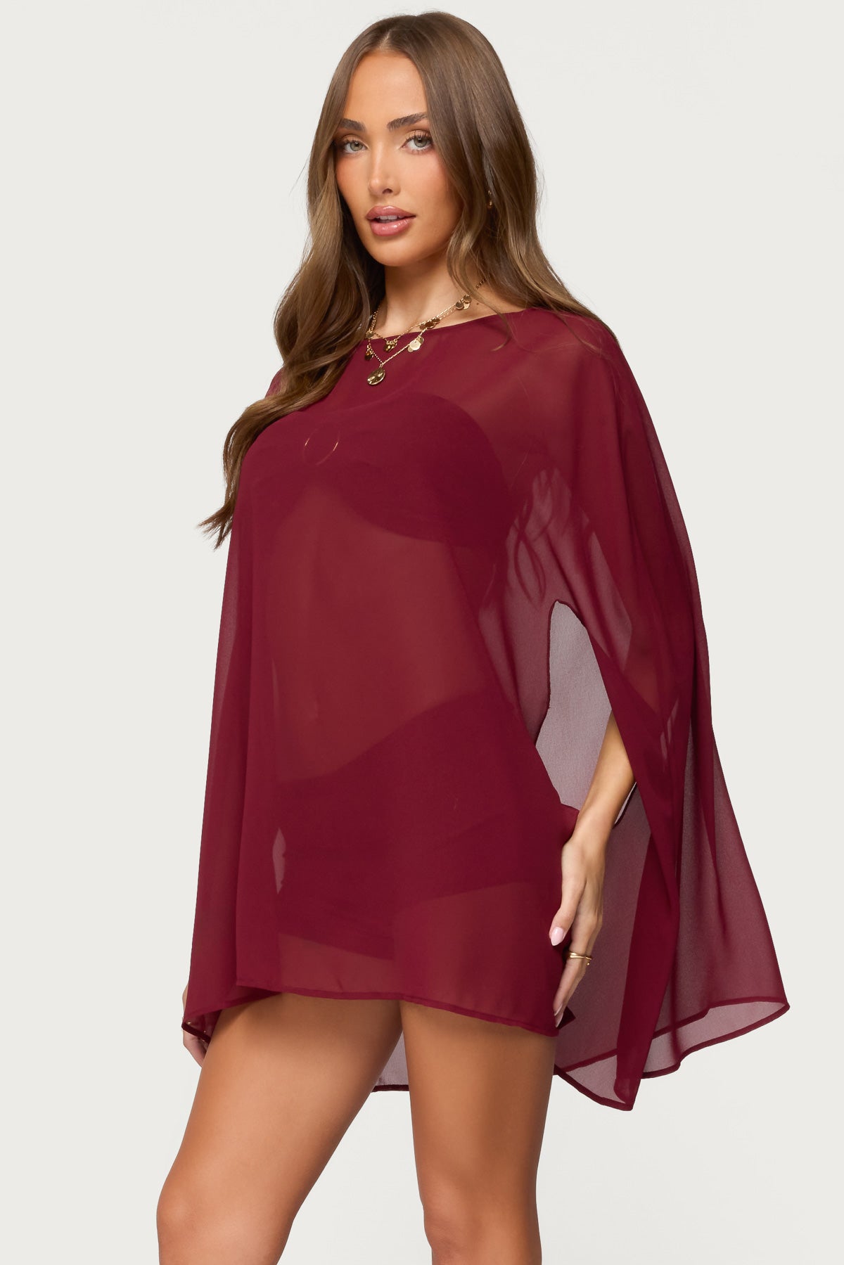 Mckenzie Sheer Chiffon Poncho-Milans Time