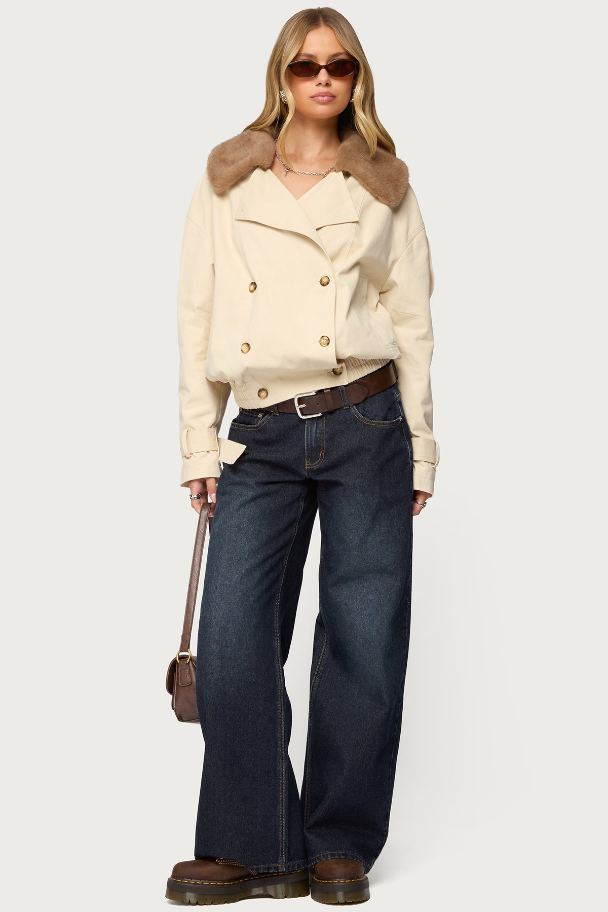 Detachable Faux Fur Trench Coat-Milans Time