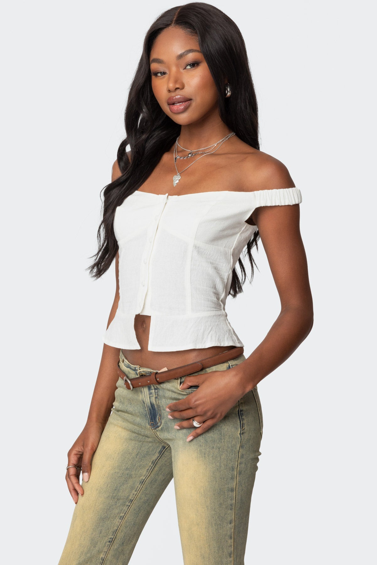 Ali Linen Look Off Shoulder Top-Milans Time