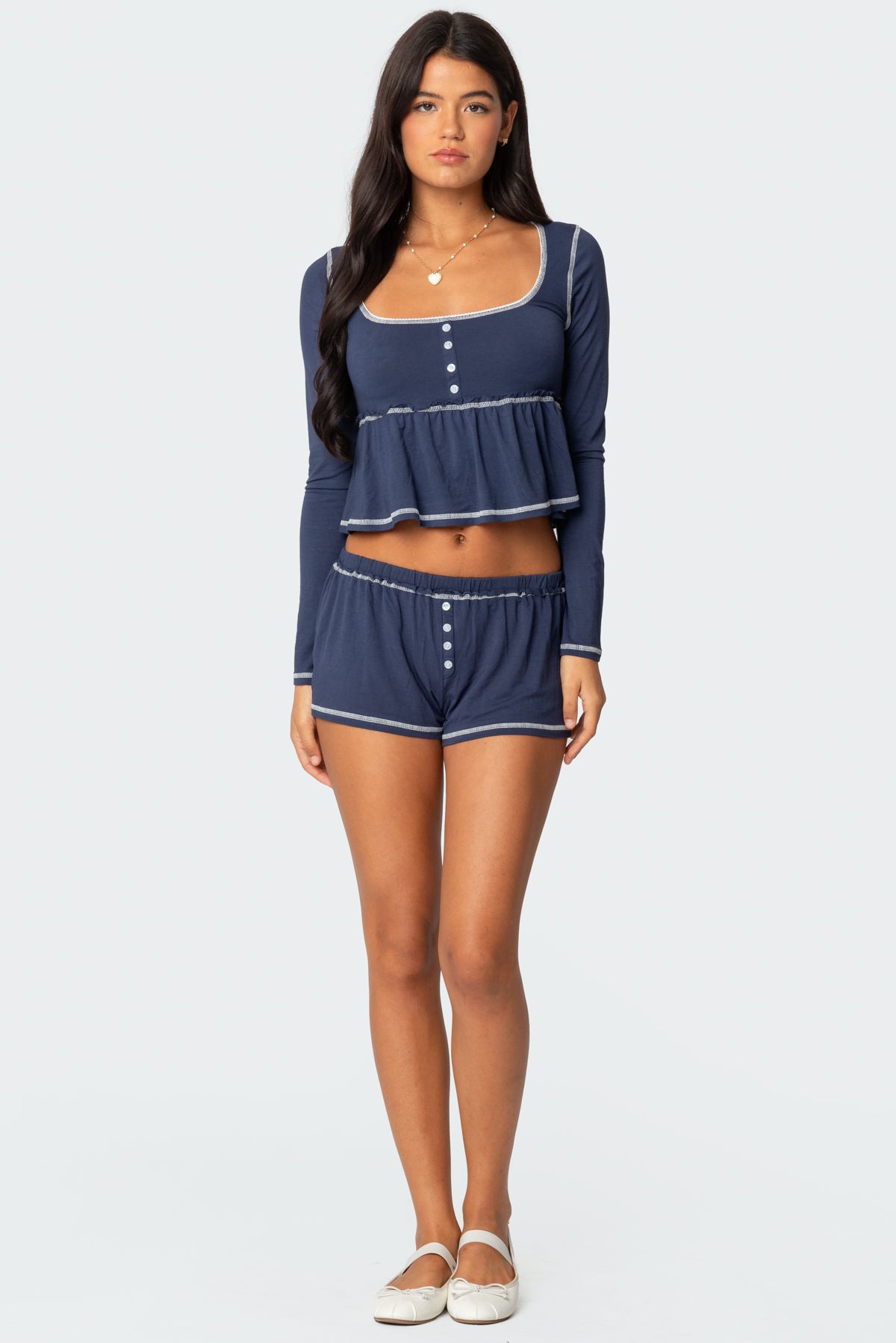 Arianne Contrast Babydoll Top-Milans Time