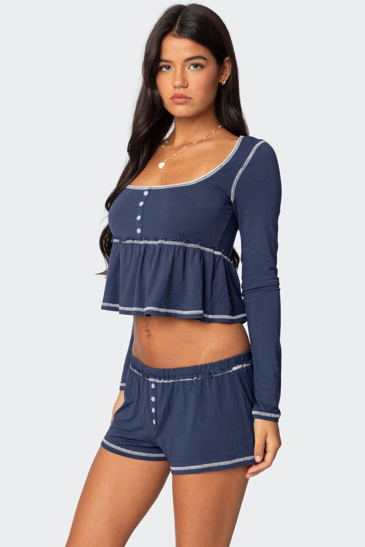 Arianne Contrast Babydoll Top-Milans Time