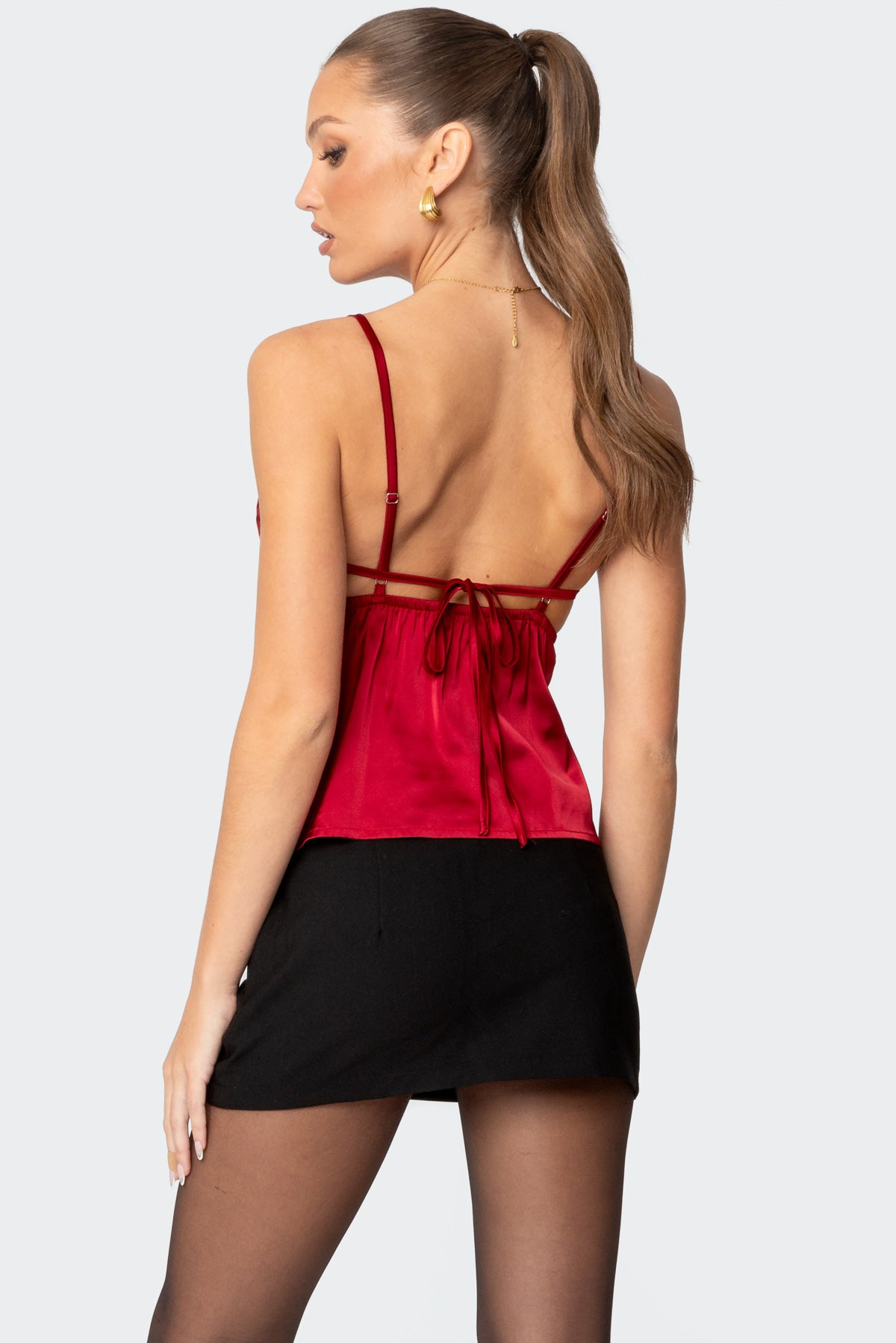 Blanca Satin Effect Lace Trim Tank Top-Milans Time