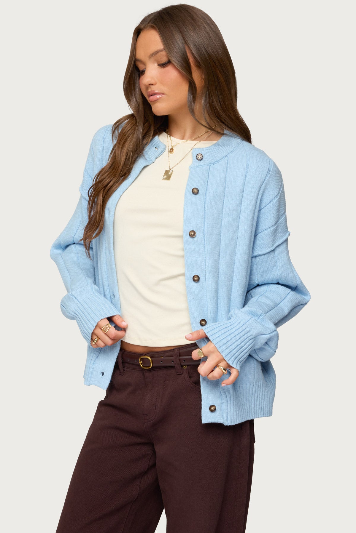 Joanie Wide Ribbed Knit Cardigan-Milans Time