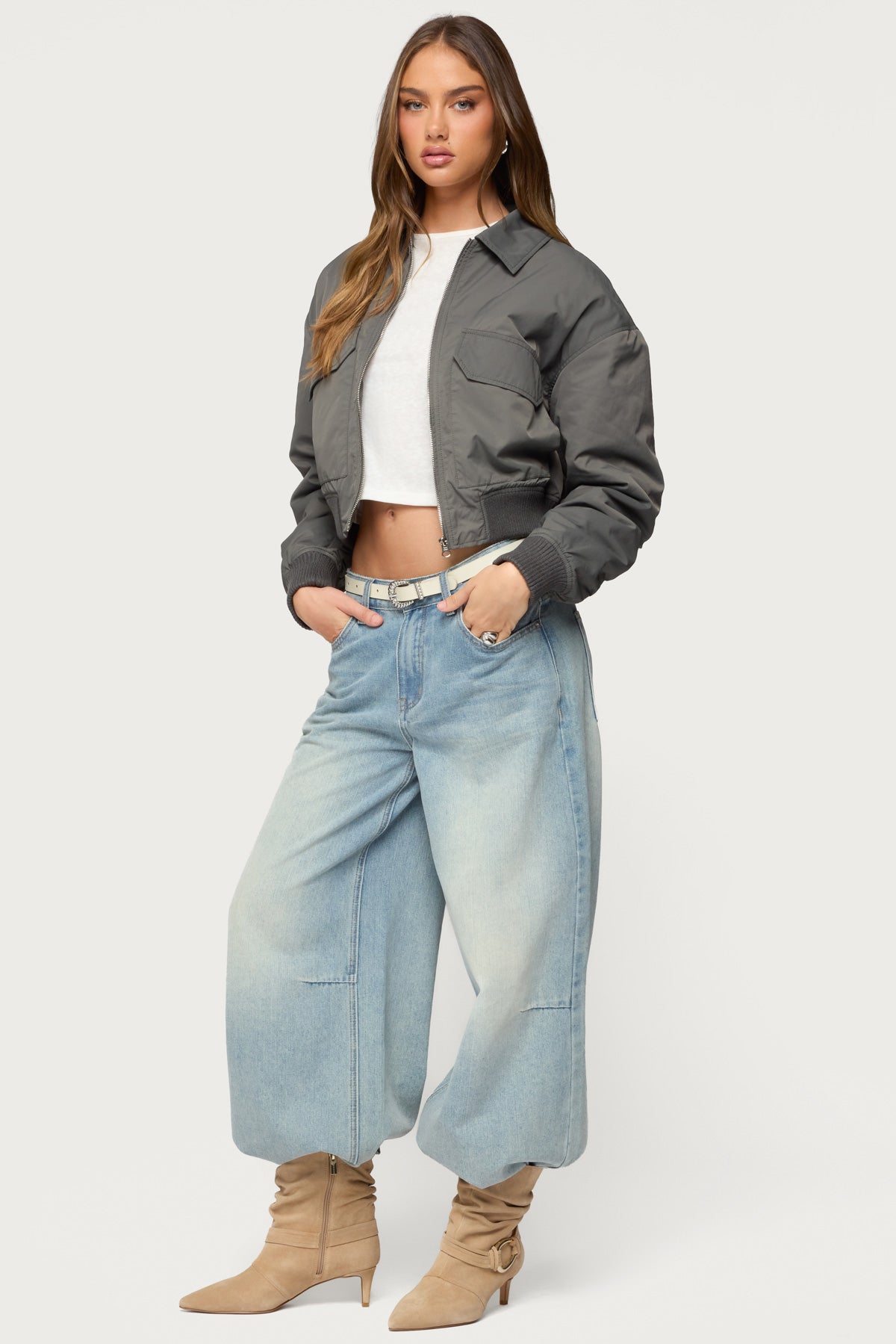Dolan Ruched Oversized Bomber Jacket-Milans Time
