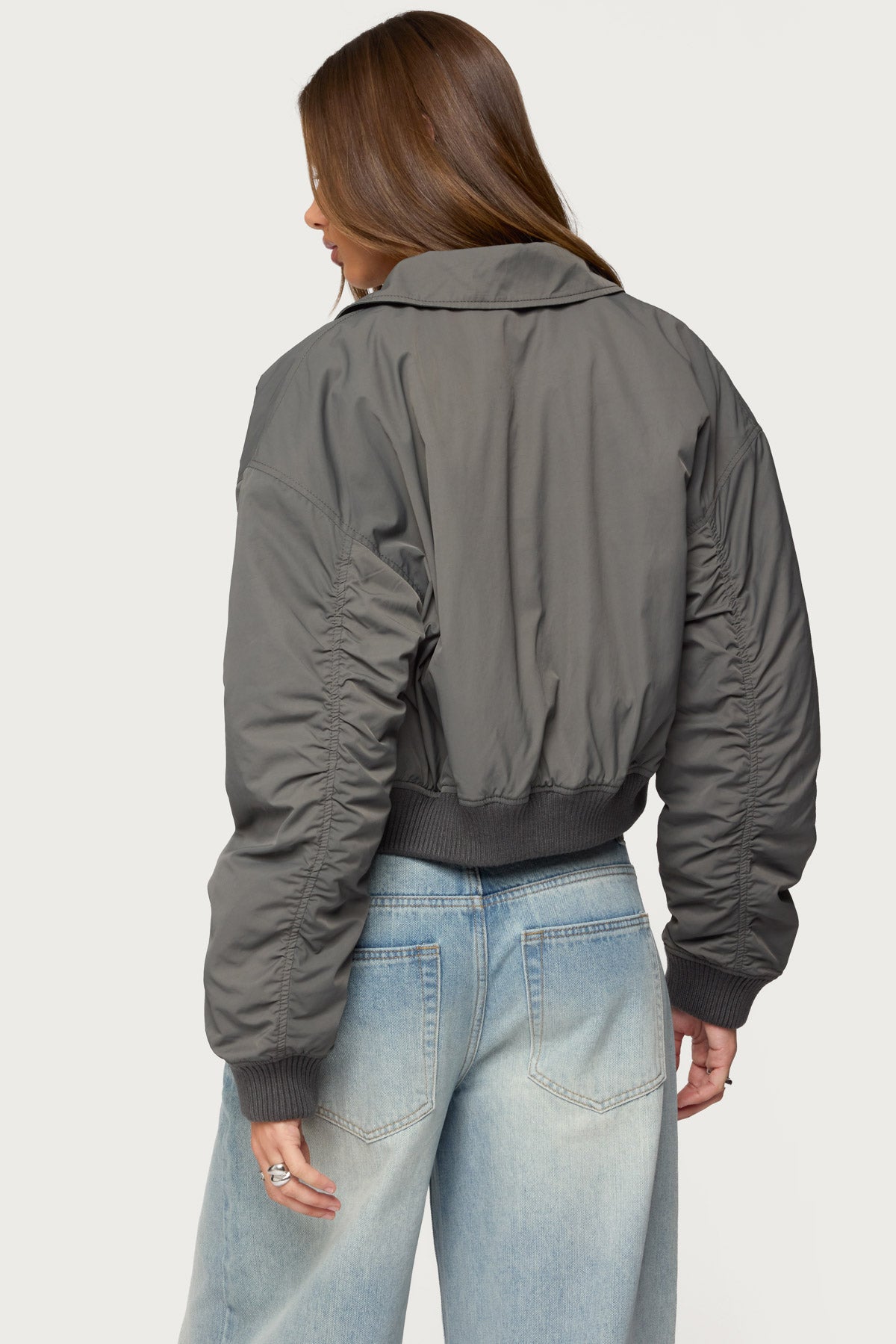 Dolan Ruched Oversized Bomber Jacket-Milans Time