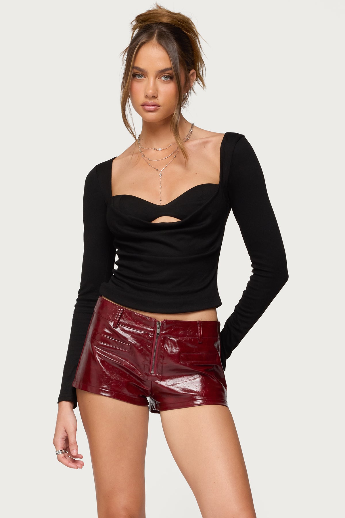 Oaklyn Layered Bra Cowl Neck Top-Milans Time