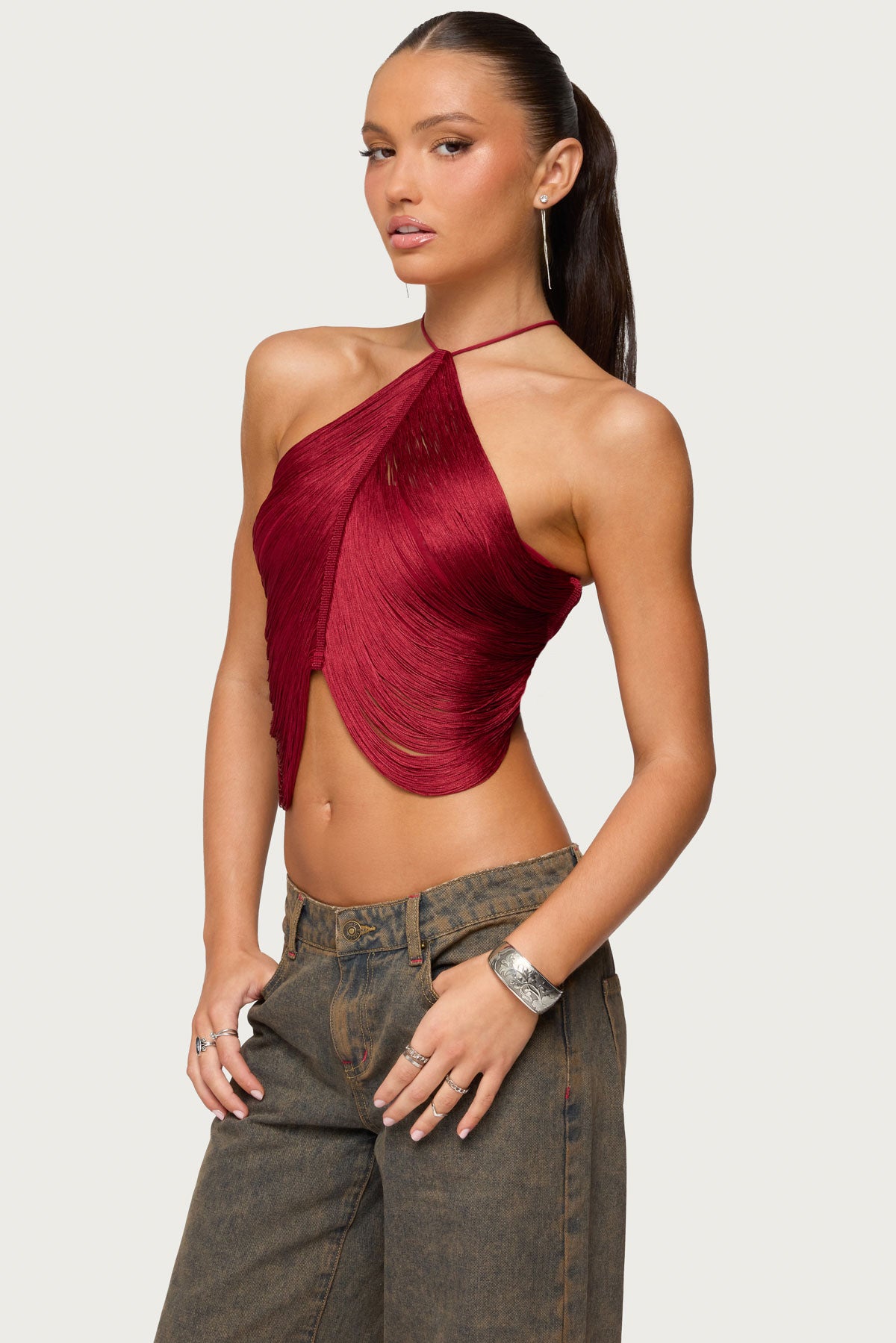 Hara Fringed Crisscross Backless Top-Milans Time