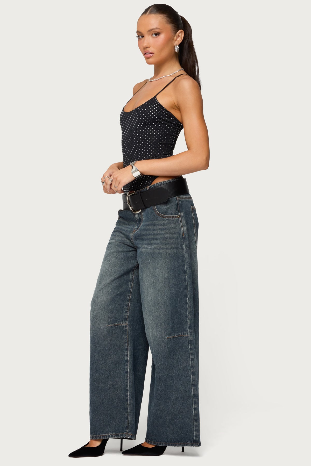 Georgey Rhinestone Bodysuit-Milans Time