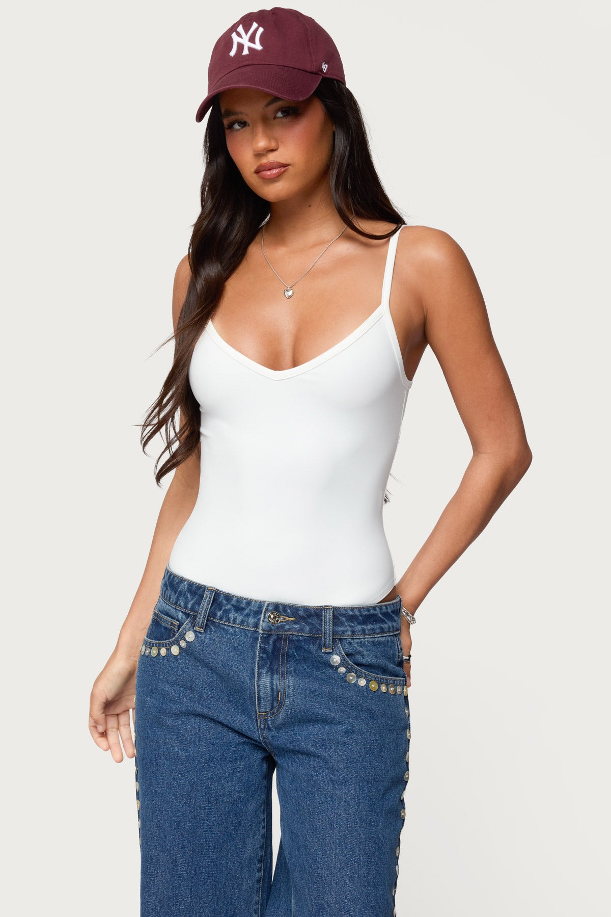 Teaghan V Neck Fitted Bodysuit-Milans Time