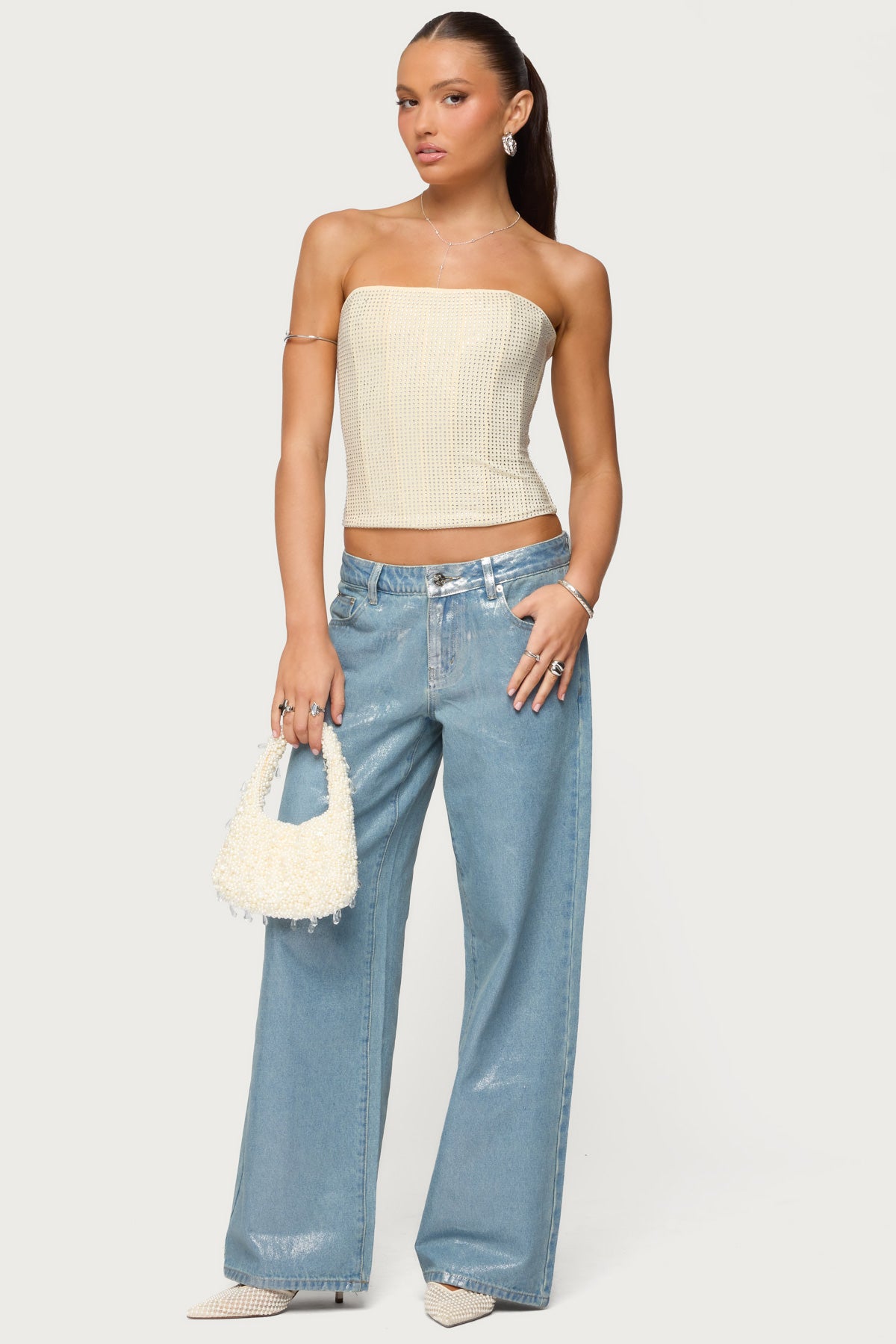 Vezza Strapless Rhinestone Corset-Milans Time