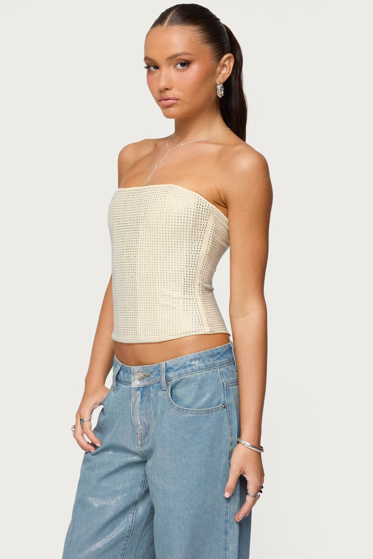 Vezza Strapless Rhinestone Corset-Milans Time