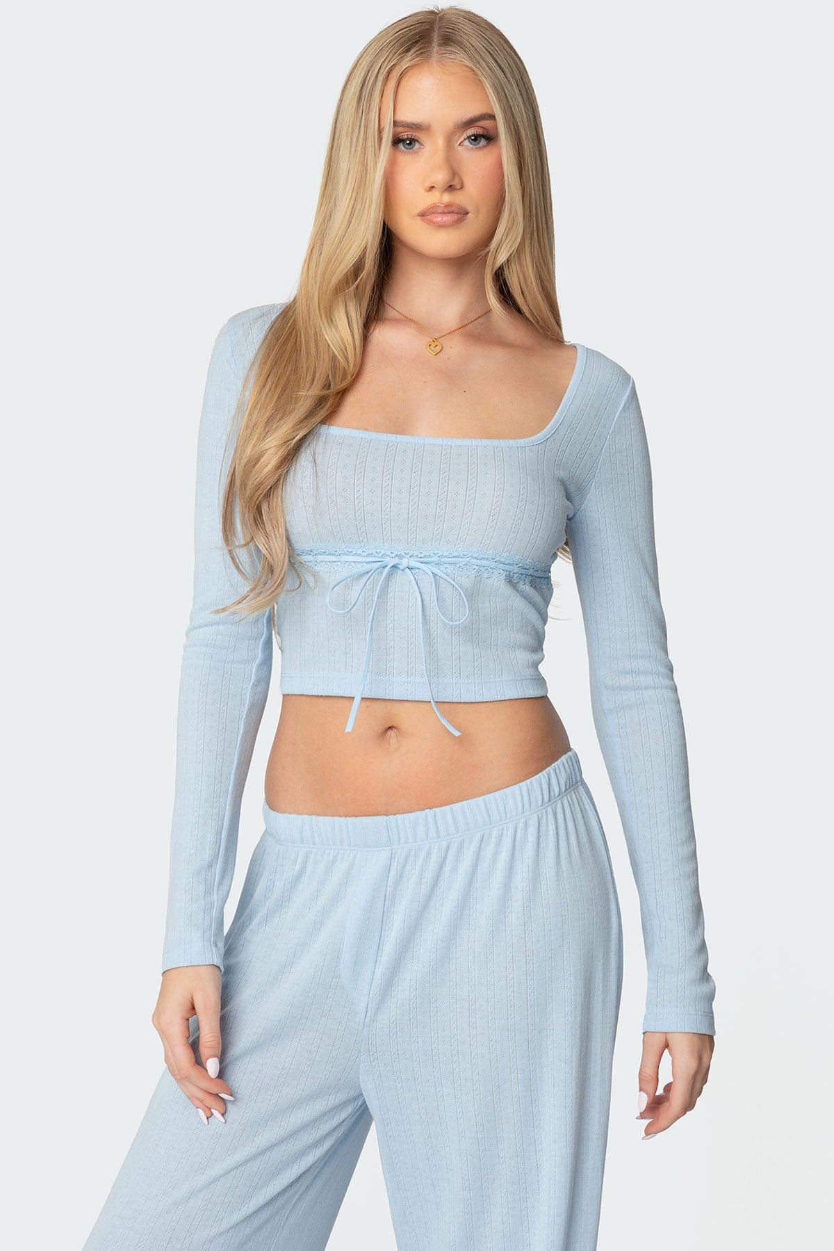 Ren Square Neck Pointelle Top-Milans Time