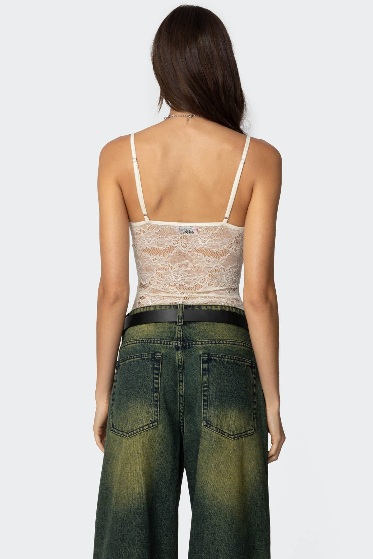 Strappy Sheer Lace Bodysuit-Milans Time