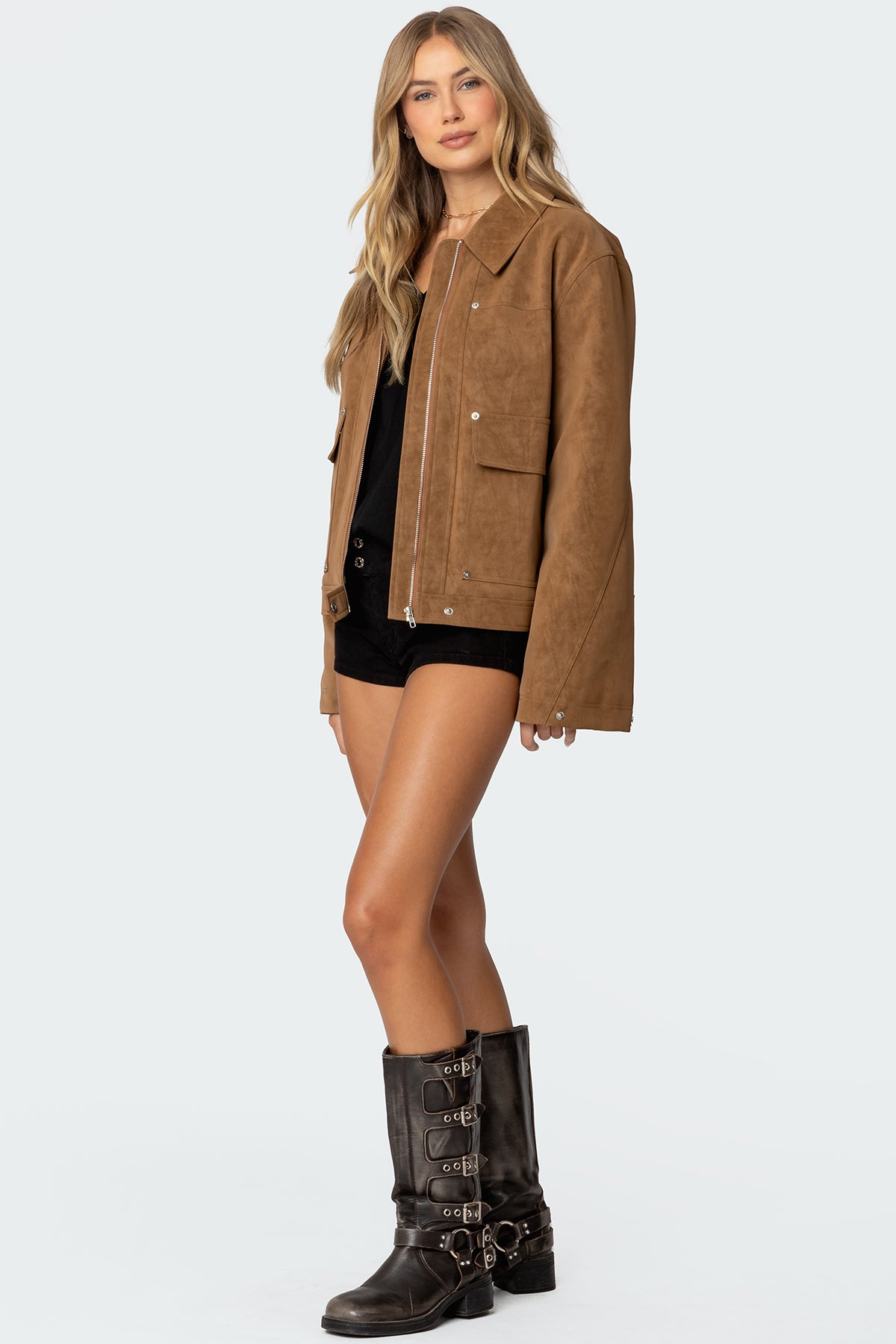 Annabelle Oversized Faux Suede Jacket-Milans Time