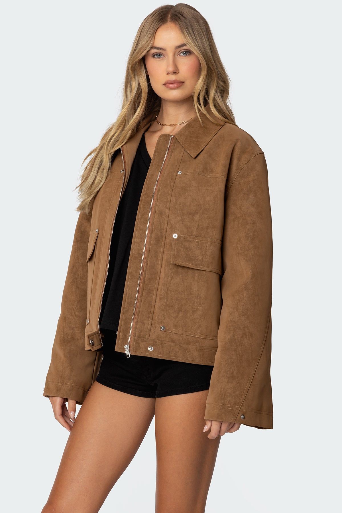 Annabelle Oversized Faux Suede Jacket-Milans Time