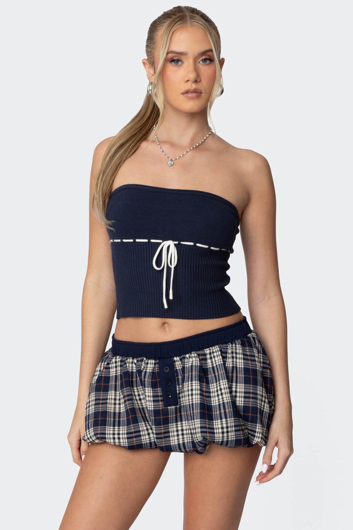 Elsie Knitted Tie Tube Top-Milans Time