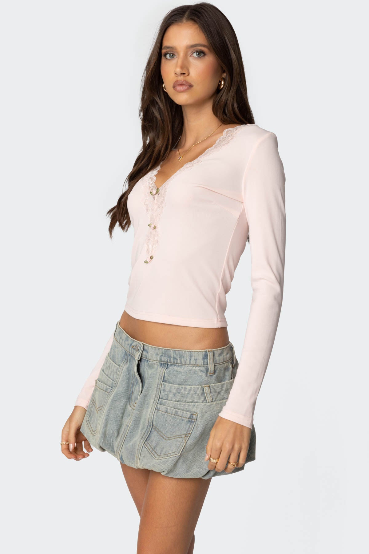 Madeline Lace Trim Ribbed Top-Milans Time