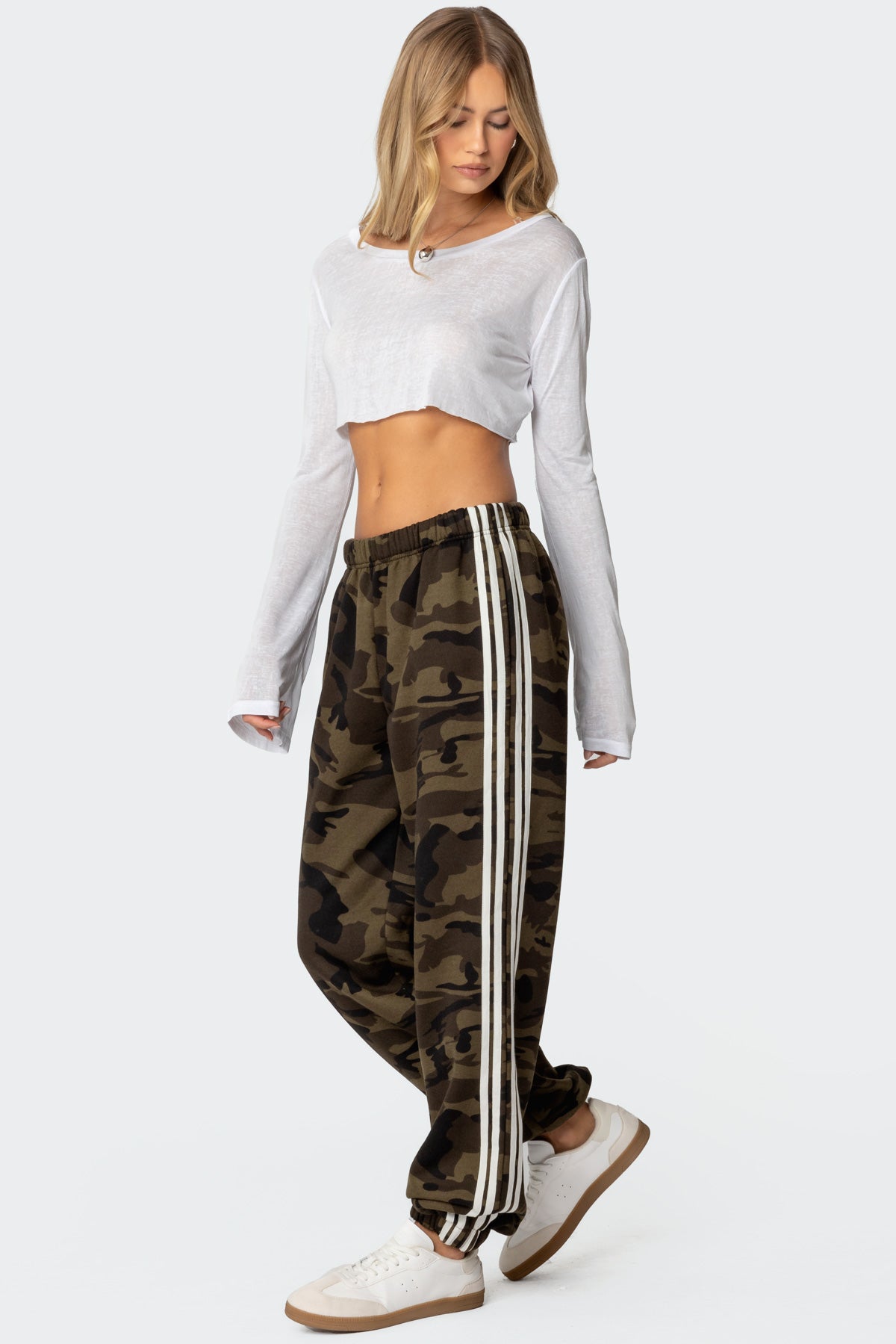 Camo Contrast Striped Sweatpants-Milans Time