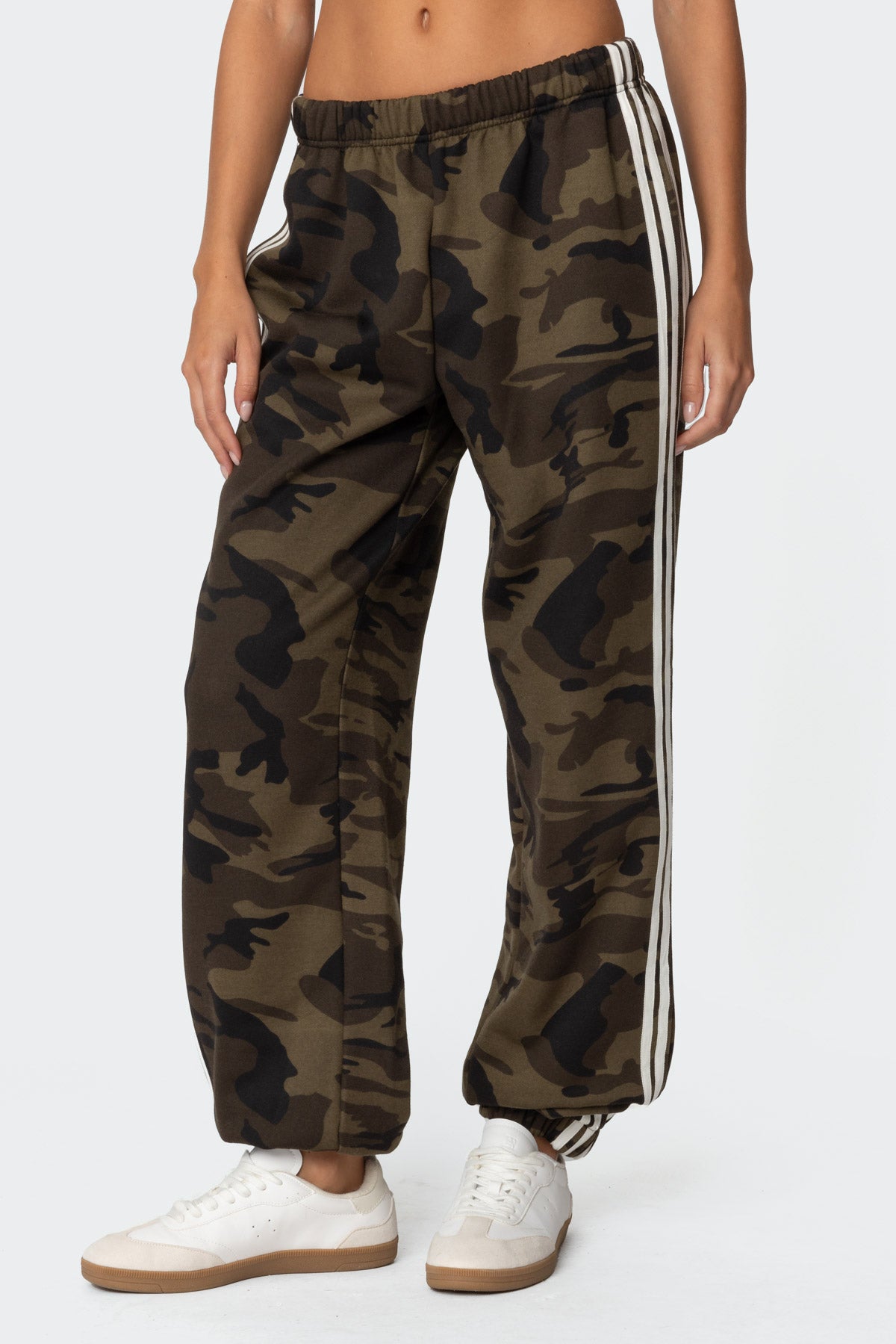 Camo Contrast Striped Sweatpants-Milans Time